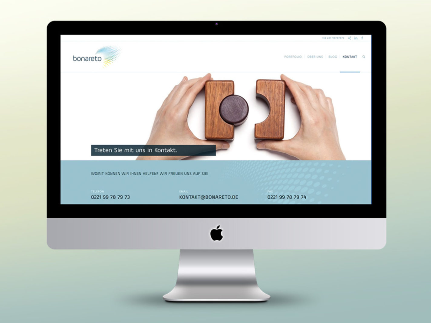 Responsive Website, bonareto, Desktop, Kontakt, Screen | DEPUNKT
