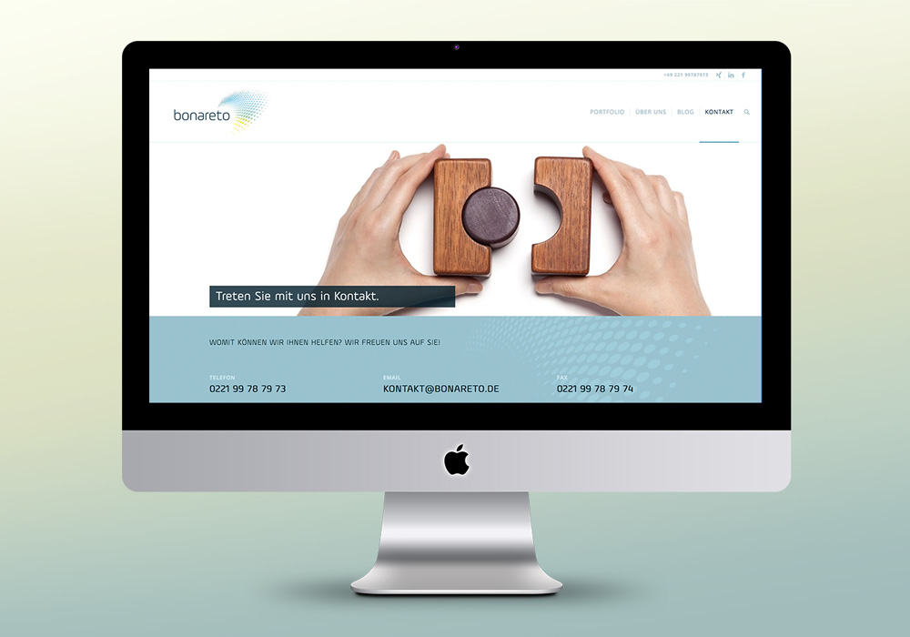 Responsive Website, bonareto, Desktop, Kontakt, Screen | DEPUNKT