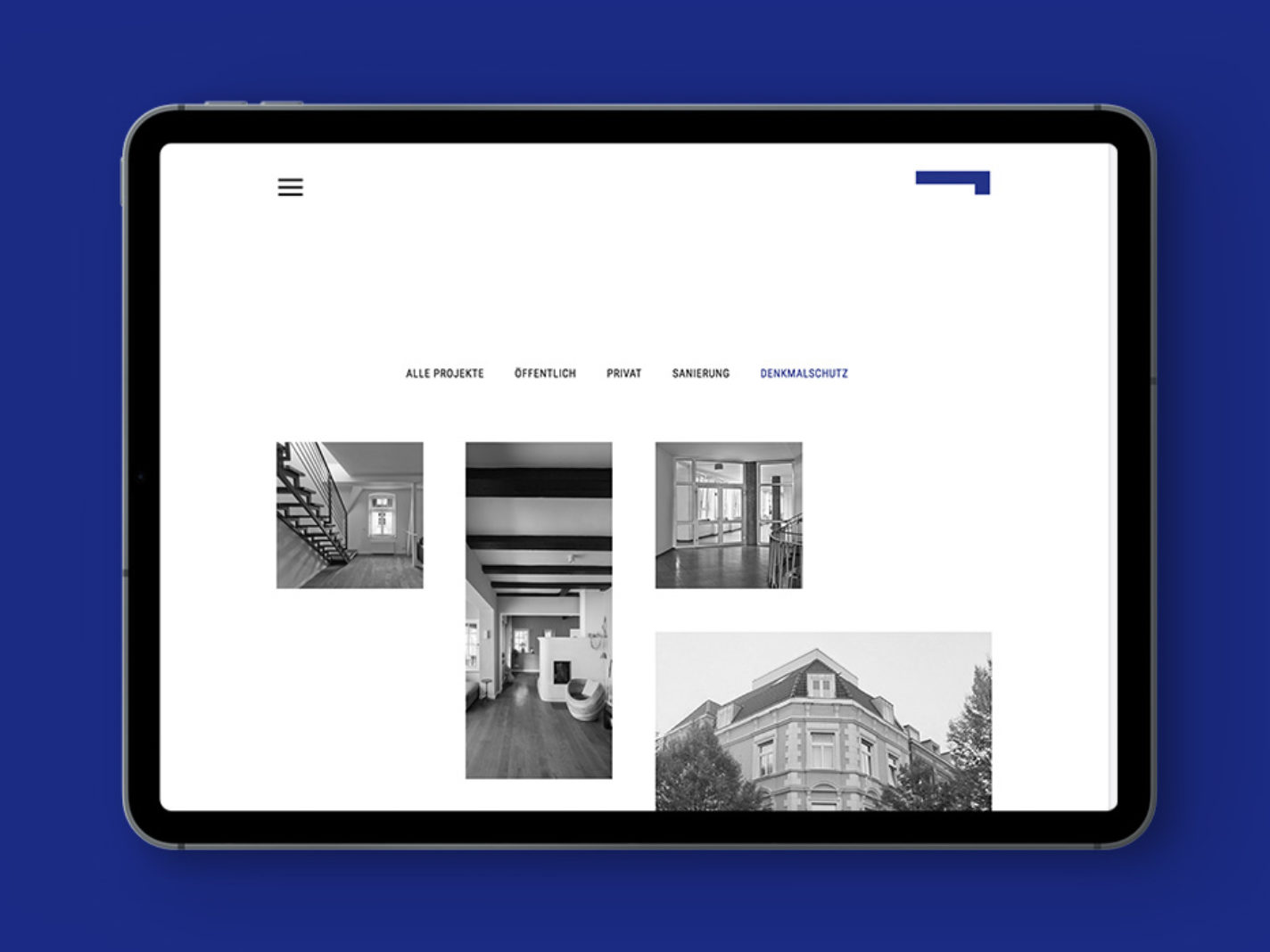 Corporate Website Architekt Rettberg, Projekte, Ipad-quer-Screen | DEPUNKT